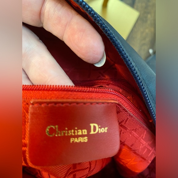 Lady Dior 😱RARE Shoulder bag. EUC. Very Clean. Navy and Red. Handle drop 16” - Picture 7 of 11